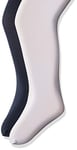 Jefferies Socks Girls' Smooth Microfiber Tights 2 Pair Pack, Navy/White, 4-6 Years