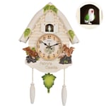 GaoF Horloge à Coucou Horloge Murale Horloge à Coucou Oiseau Horloge à Coucou Murale de Style Chalet avec Mouvement Silencieux Pendule Décor à la Maison, 60X36cm