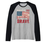 Home of the Free Because of the Brave Patriotic Veteran Day Raglan Baseball Tee