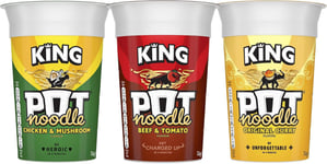 Pot Noodle Multi Pack Of Flavours, All King Pot Size, Quick Filling Food, x12