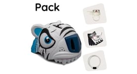 Crazy safety pack casque   tigre blanc   casque  cadenas  sonnette et gants