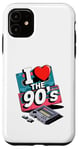 Coque pour iPhone 11 I Love The 90's Cassette Player Music Tape Recorder