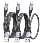 RAVIAD USB C Charger Cable [3Pack 0.3M 1M 2M], Type C Cable Fast Charging Cable Nylon Braided USB to USB C Cable for Samsung Galaxy S23 S22 S21 S20 fe A21s A20e A51 A71, Huawei P50 P40, Google Pixel