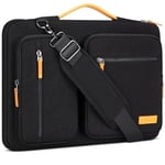 DOMISO 15,6 Pouces Sacoche Ordinateur Portable de Protection,Sac à Bandoulière Pochette Housse Imperméable Mallette Sac Messager pour 15-15,6" Dell ASUS HP Chromebook Notebook,Noir