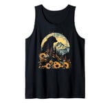 Cute Hedgehog Sunflower Floral Animal Tank Top