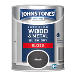 Johnstones Interior Wood & Metal Quick Dry Gloss Paint 750ml Black -