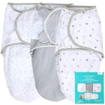 LANDICI 3 Pack Baby Swaddle Blanket 0-3 Months, 100% Breathable Organic Cotton Swaddles for Newborn, Ergonomic Baby Swaddle Wrap, Easy Changes Sleepsack Swaddle, Baby Essentials (Starry Night)