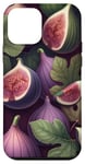 iPhone 12 mini Rich Purple Figs with Green Leaves Case