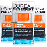 3x Loreal Men Expert HYDRA ENERGETIC Anti Fatigue Quenching Face Gel 50ml