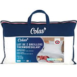 Colas Normand - Set of 2 Thermo-Regulating Pillows - Cool in - Fluffy - 50 x 70 cm - Sweat Wicking - Percale 100% Cotton - Fresh Sensation - Anti Sweat - French Made 73130243 White