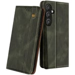 Fodral till Samsung Galaxy S24 FE Flip Wallet med magnetsömmar Khaki Grön