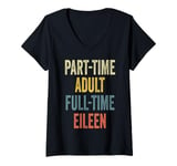 Womens EILEEN Personalized Retro Girls Part-Time EILEEN Name V-Neck T-Shirt