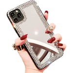 iPhone 13 Pro Max Skal 3D Glitter Sparkle Bling Spegel Lyxig Glansig Kristall Rhinestone Diamant Bumper Transparent Skyddande Skal Cover För Kvinnor F