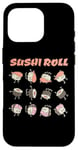 Coque pour iPhone 16 Pro Rouleau de sushi amusant dessin animé Kawaii Anime japonais Art Design