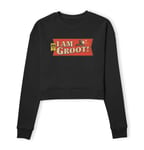 Guardians of the Galaxy I Am Groot! Women's Cropped Sweatshirt - Black - XL