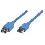 Manhattan USB-A to USB-A Extension Cable 2m Male to Female Blue 5 Gbps (USB 3...