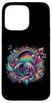 Coque pour iPhone 15 Pro Max Casque hip-hop urbain rétro vintage dj fantaisie graffiti