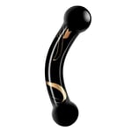 Secret Kisses Handblown Black Glass Double Ended Curved G-Spot Dildo Sex Toy