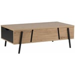 Table Basse Rectangulaire Couleur Bois Clair et Pieds en Métal Noir avec Plateau Amovible et Espaces de Rangement Style Industriel et Moderne Beliani