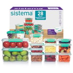 Sistema KLIP IT Food Storage Containers | Airtight & Stackable Meal Prep Containers with Lids | School Lunch Boxes & Snack Boxes | BPA-Free | 28 Count (14 Containers & Lids)