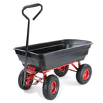 Chariot de Jardinage Brouette Charrette Fonction Basculante 250 KG Noir Rouge