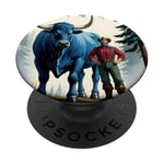 Paul Bunyan et Babe Le bœuf bleu géant dans les bois PopSockets PopGrip Interchangeable