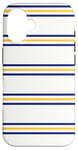 Coque pour iPhone 16 Blanc Bleu Marine Jaune Rayé Girly Esthétique Preppy Stripe