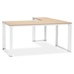 Bureau d'Angle Design "Hovik" 160cm Naturel & Blanc