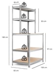 4 Etagere Etabli d'atelier 625kg Charge Lourde Metallique de Rangement Atelier