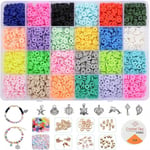 4000+ delar platta pärlor kit, 24 färger bokstav platta pärlor handgjorda polymerlera, färgglada runda platta pärlor, för barn smycken DIY halsband armband örhänge