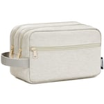 WANDF Trousse de Toilette Trousse de Toilette pour Hommes Femmes Trousse de Toilette Trousse à cosmétiques pour Hommes Femmes Nylon léger (Beige)