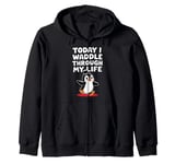 Today I Waddle Through My Life Penguin Top Hat Zip Hoodie