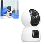 Dual Lens Indoor Camera 1080P Wireless WiFi Security Camera Color Night Vis- New