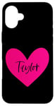 Coque pour iPhone 16 Plus Pink Taylor Prénom Cœur Amour Femme Fille Amie Personnalisé