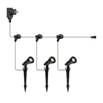 Xelloo kit d'éclairage de Jardin Cas Small, 12 Volts, 3 pcs. Design 1W Warm White LED avec Mise à la Terre, étanche (IP65) et avec raccord Coulissant Pratique