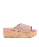 Fitflop Womenss Fit Flop Eloise Leather Wedge Slide Sandals in Beige Leather (archived) - Size UK 7