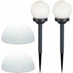 Lampe solaire hémisphère boule lumineuse solaire extérieur décoration jardin hémisphère, blanc, ampoules led, d 20 cm, lot de 4