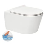 Swiss Aqua Technologies Brevis WC suspendu sans bride, fixations invisibles + abattant ultra-fin, softclose (BrevisRimless)