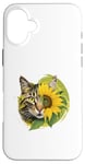 Coque pour iPhone 16 Plus Chat mignon jaune assis parfum tournesol papillon