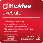 McAfee LiveSafe - Ubegrenset enhet - 1 år
