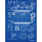 Artery8 Panzer III 3 German Medium Tank Blueprint Plan Premium Wall Art Canvas Print 18X24 Inch