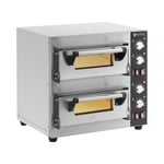 Royal Catering Elektrisk pizzaovn - 1+1 x 35 cm 2 kammer 4000 W ildleirestein