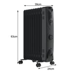 Oil Filled Radiator Electric Portable Heater Thermostat & 24 Hour Timer 2KW