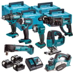 Makita 18V LXT 7 Piece Monster Tool Kit 3 x 5.0AH Battery Charger Case T4TKIT-92