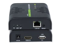 Techly 120M Hdmi Kvm Extender Over Network Cable - Sändare Och Mottagare - Förlängare För Tangentbord/Video/Mus/Ljud - 1Gbe, Usb 2.0, Hdmi - 10Base-T, 100Base-Tx, 1000Base-T - Upp Till 120 M