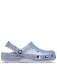 Crocs Classic Glitter Clog Sandal - Blue, Blue, Size 4 Younger