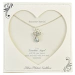 Guardian Angel Silver Plated Chain with Rhinestone Angel Necklace for Someone Special for birthdays & Valentine's Day with Inspirational Message & Caption Card