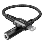 Acefast Audiokabel Lightning till 3,5 mm AUX minijack (hona) MFI, 18 cm - Svart