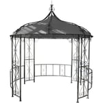 Pergola pavillon arche de jardin rond tonnelle chapiteau tente de réception cadre en acier robuste Ø 3m gris 040004060