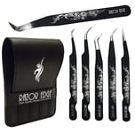 Razor Edge Eyelash Tweezers 5 Pack Set with 5 different styles of tips flowers